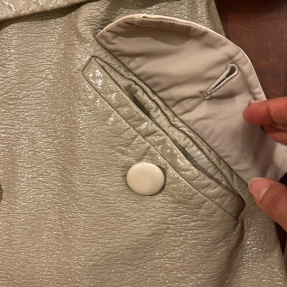 Anthropologie Hutch Vegan Leather Trench Coat beige & cream double-breasted NWOT - Picture 13 of 16